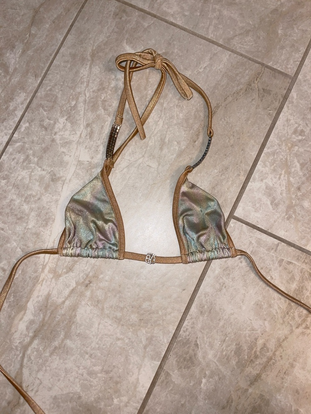 Teeny B Metallic Multicolor Triangle Bikini Top